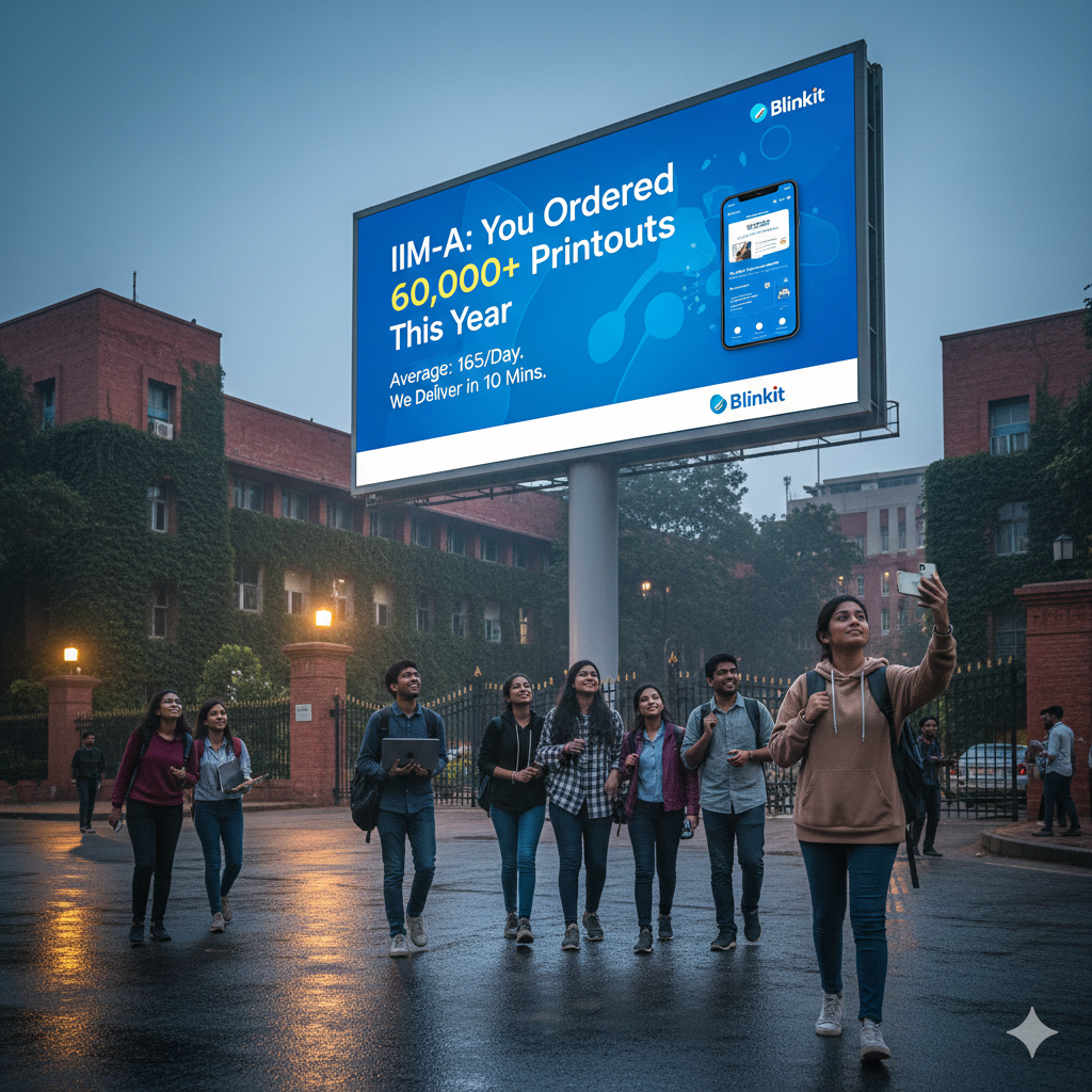 Viral "Blinkit Billboard" at IIM-Ahmedabad gemini generated image 46bnqw46bnqw46bn